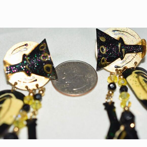 Putting On The Ritz Vintage Champagne Bottles/Glasses 4.5" Post Diva Earrings - Picture 4 of 4